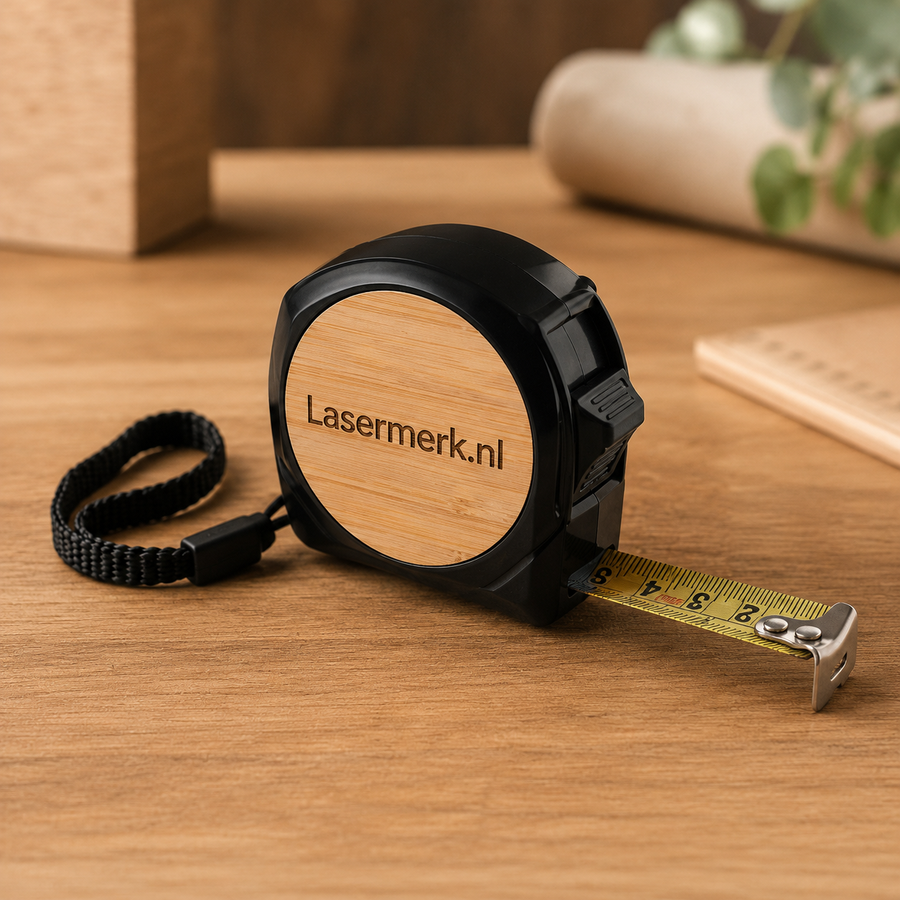 Bamboe rolmeter met gravering