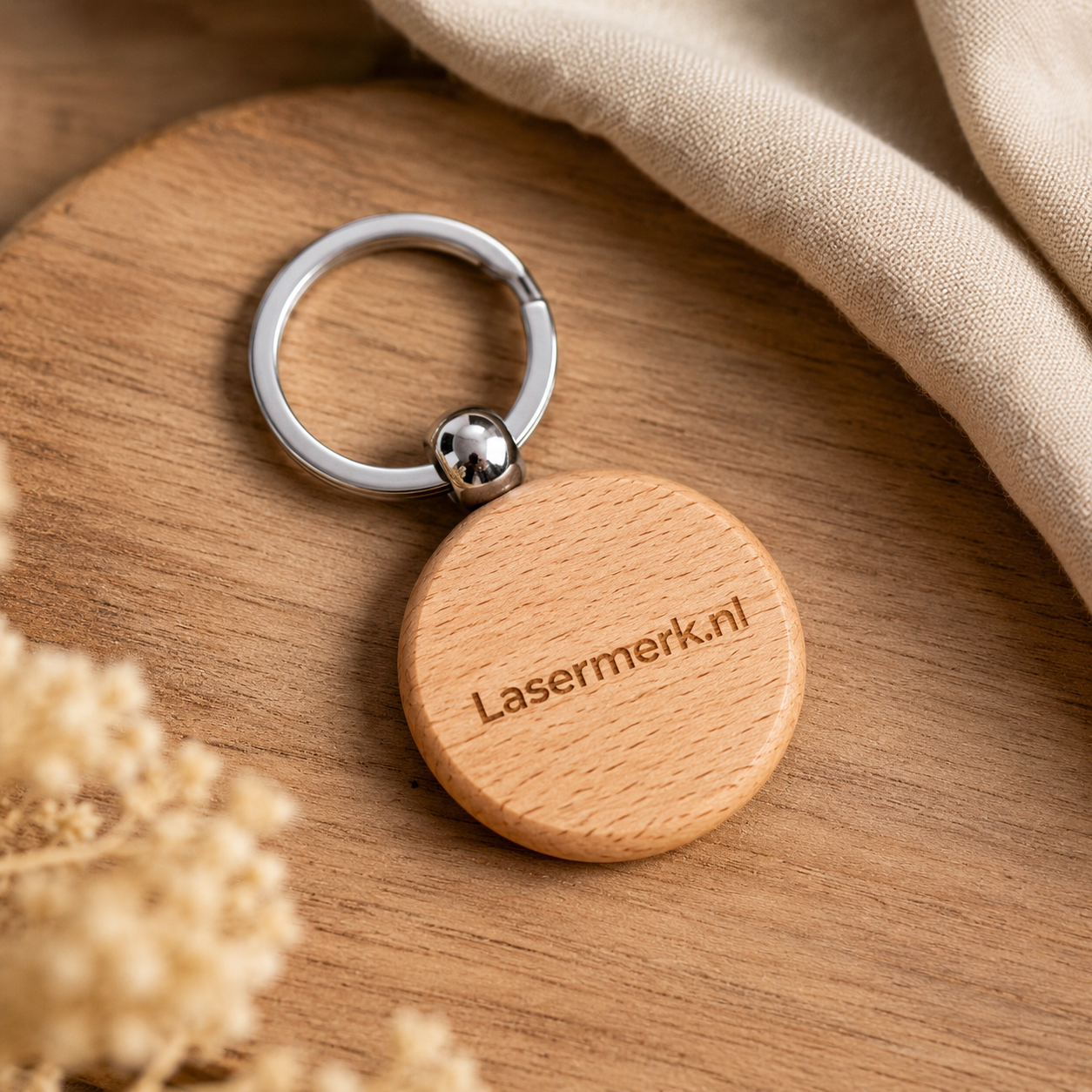 Houten sleutelhanger met gravering